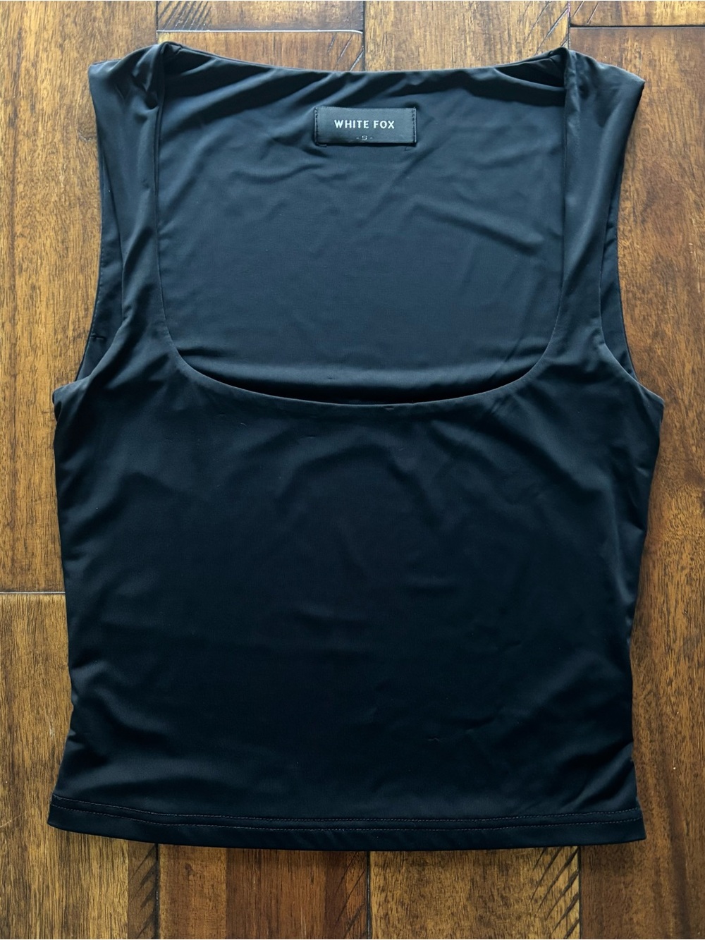 White Fox Black Square Neck Tank Top